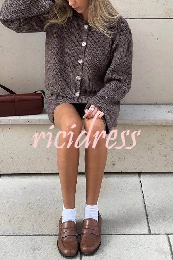 Fashion Lapel Bell Sleeve Knitted Cardigan and Casual Mini Skirt Set