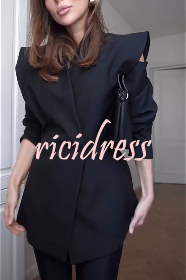 Fashionable Pioneer Stand V-neck Split Sleeve Loose Blazer