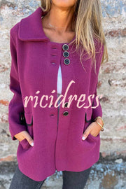 Solid Color Lapel Long Sleeve Button Loose Coat