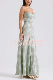 Fashion Sexy Suspenders See-through Holiday Slim Maxi Dress