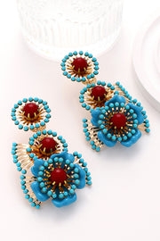 Bohemian Retro Ethnic Style Turquoise Flower Earrings