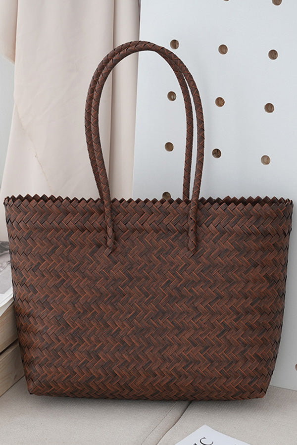 Retro Large Imitation Rattan Handwoven Bag