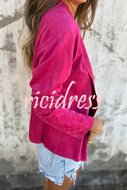 Solid Color Suede Lapel Long Sleeve Loose Coat