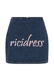 Modern Flavor Denim High Rise Back Zipper A-line Stretch Mini Skirt