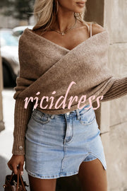 Warm in Two Ways Knit Off Shoulder Relaxed Poncho Sweater