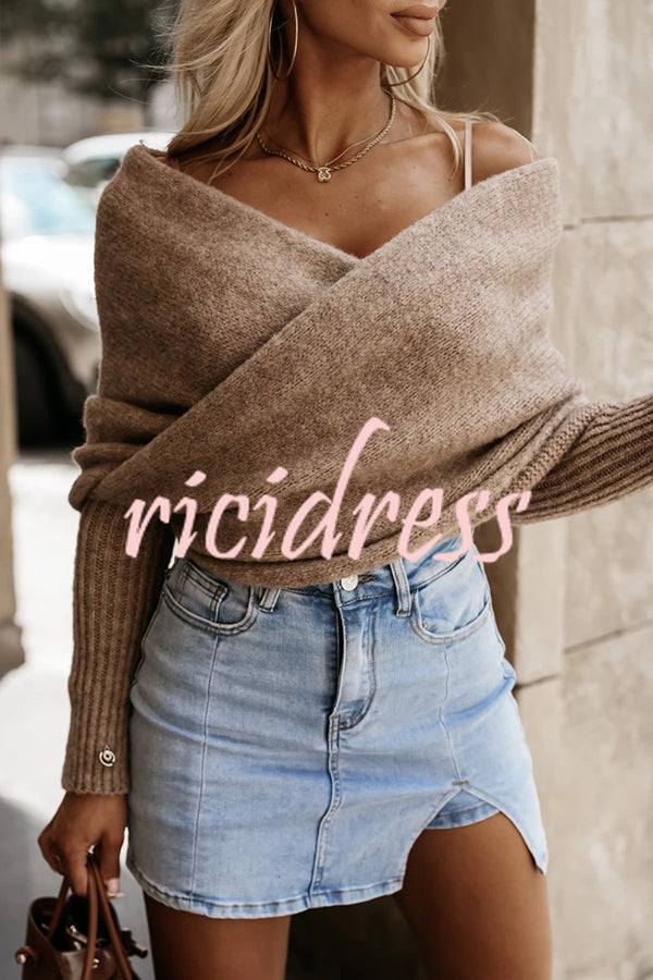 Warm in Two Ways Knit Off Shoulder Relaxed Poncho Sweater