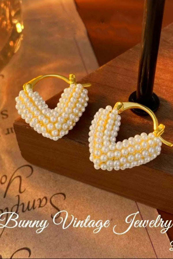 Sweet Pearl Heart Earrings