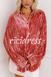 Solid Color Velvet Light-sensitive Drape Loose Shirt