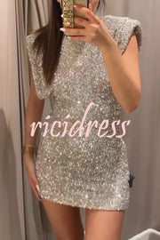 Adorable Sexy Vibes Sequin Wide Sleeve Mini Dress