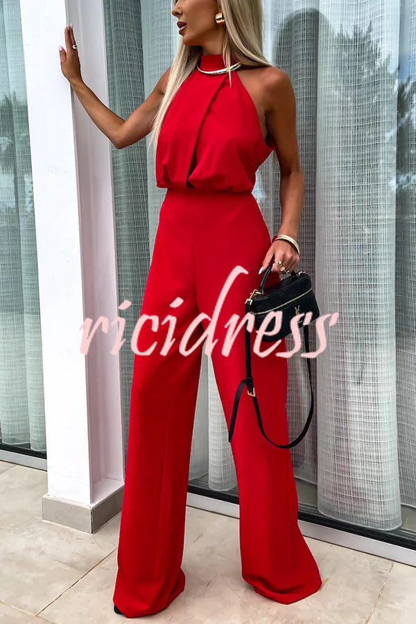 Fashionable Solid Color Sleeveless Hollow Slim Fit Jumpsuit