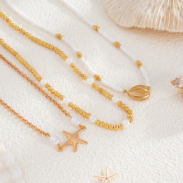 Bohemian Sunflower Multi-layer Pearl Shell Necklace