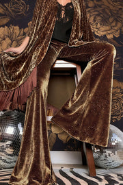 Stylish Velvet High-waisted Draped Casual Flared Pants