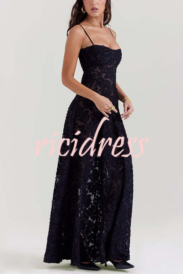 Fashion Sexy Suspenders See-through Holiday Slim Maxi Dress