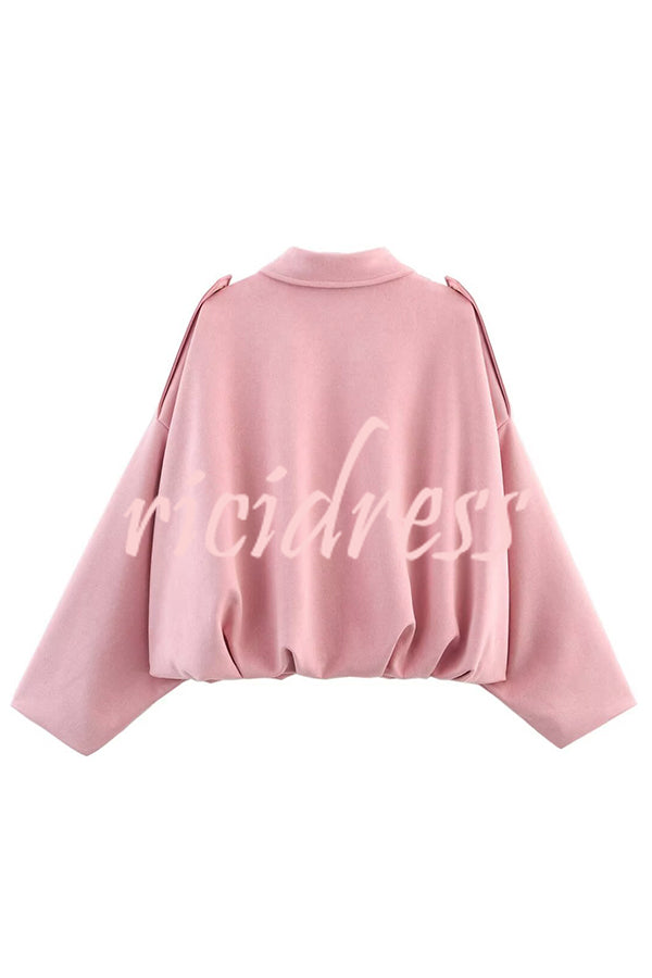 Fashion Lapel Long-sleeved Casual Bomber Jacket