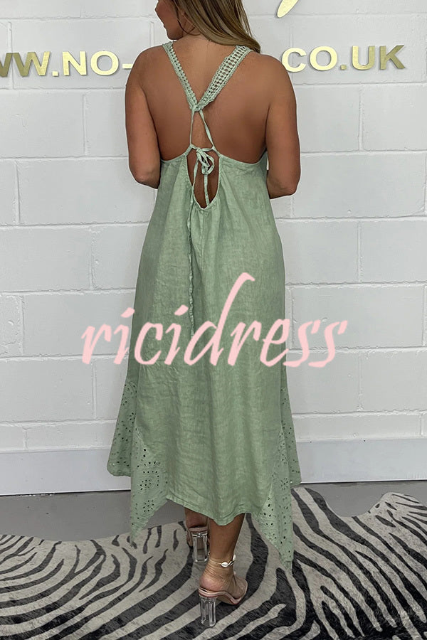 Solid Color V-neck Sleeveless Sexy Backless Irregular Maxi Dress