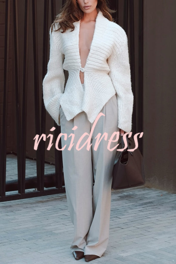 Retro V-neck Long-sleeved Sexy Hollow Loose Knitted Cardigan