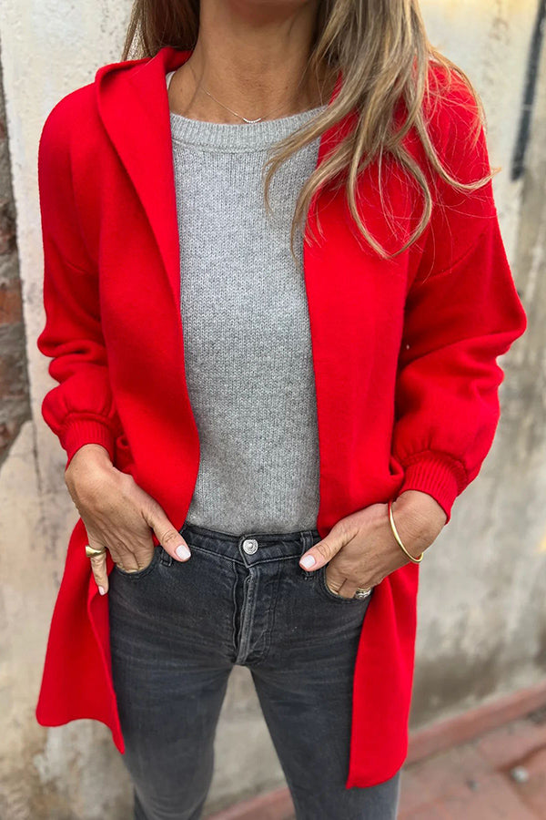 Solid Color Casual Hooded Long Sleeve Pocket Loose Jacket