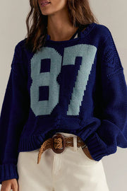 Fashionable Digital Jacquard Loose Long-sleeved Knit Sweater