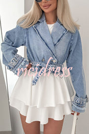 Fashion Lapel Long-sleeved Short Denim Jacket