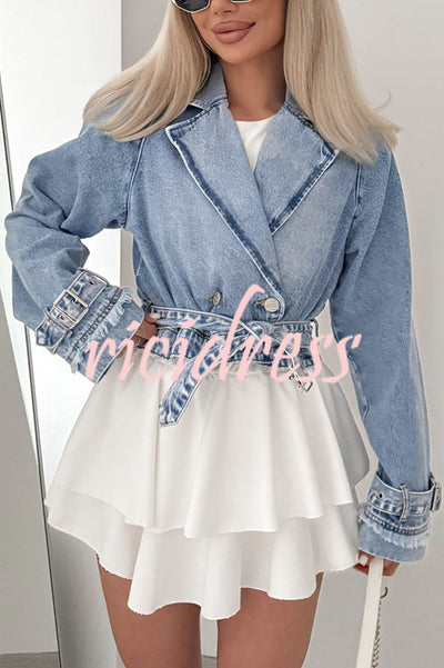 Fashion Lapel Long-sleeved Short Denim Jacket