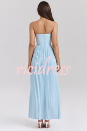 Romantic and Elegant Pleated Strapless Maxi Dress