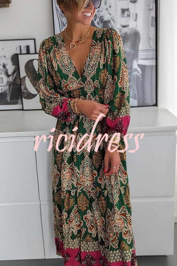 Romantic and Gorgeous Ethnic Printed A-line Midi Dress