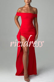 Sexy Lady Off Shoulder High Slit Maxi Dress