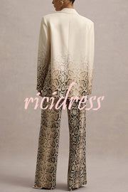 Hurley Ombre Snake Print Elastic Waist Pocketed Wide Leg Pants