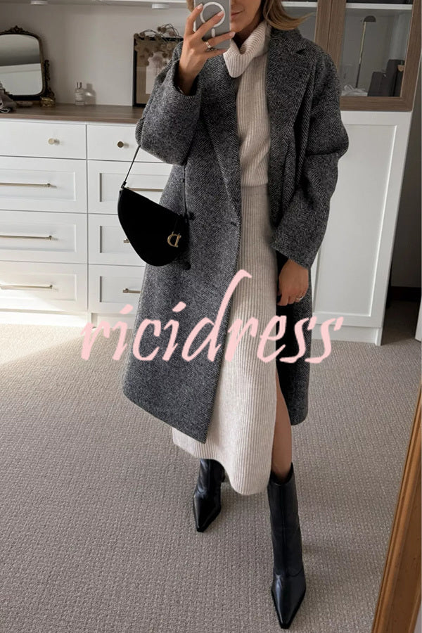 Book Club Knit Turtleneck Cap Sleeve Slit Sweater Midi Dress