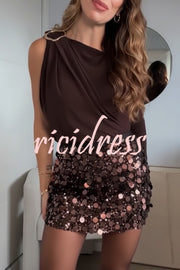 After Party Energy Brooch Detail One Sleeve Ruched Drape Stretch Bodysuit