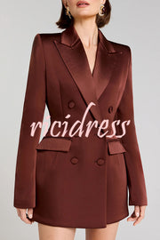 Monica Satin Double-breasted Long Sleeve Peak Lapel Blazer Mini Dress