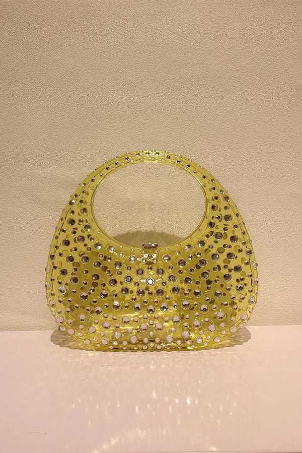 Acrylic Rhinestone Lock Clasp Prom Handbag