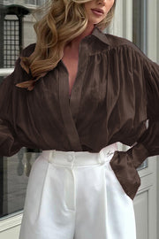 Solid Color Loose See-through Long-sleeved Casual Shirt