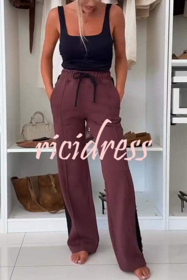 Fashion Lace Panel Long-sleeved Crop Top and Elastic Waist Tie Pocket Casual Pants Set