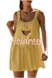 Linen Blend Summer Sporty Sleeveless Backless Mini Dress