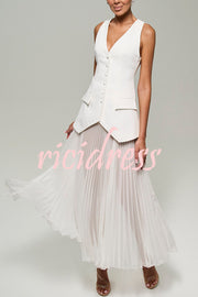 Modern Day Chiffon Pleated High Rise A-line Midi Skirt