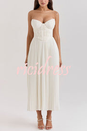 Romantic and Elegant Pleated Strapless Maxi Dress