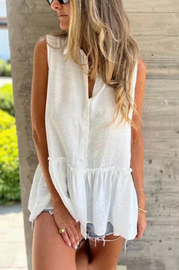 Solid Color Casual Button-Down Loose Shirt
