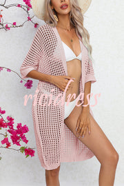 Surprising Half Sleeve Patchwork Cutout Beach Cover Up