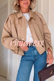 Fashion Lapel Long-sleeved Casual Bomber Jacket