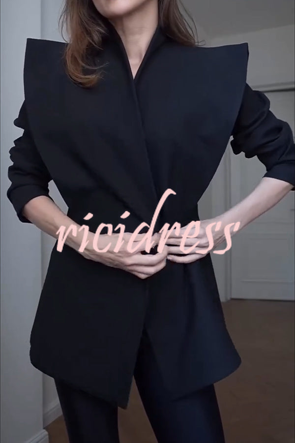 Fashionable Pioneer Stand V-neck Split Sleeve Loose Blazer