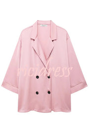 Fashionable Wrinkled Lapel Long-sleeved Loose Blazer