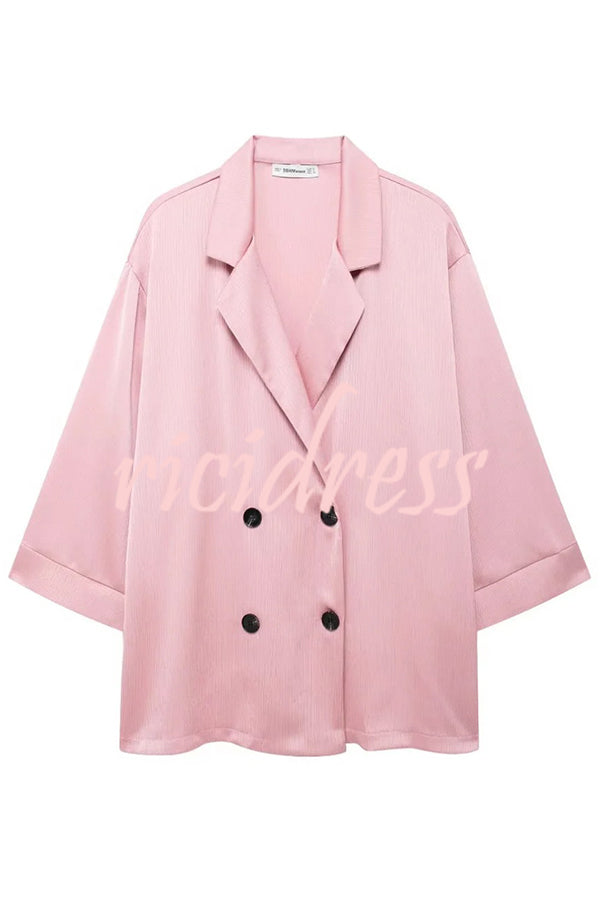 Fashionable Wrinkled Lapel Long-sleeved Loose Blazer