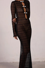 Sexy Backless Long-sleeved Knitted Slim-fit Maxi Dress