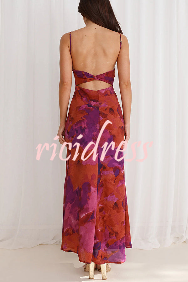 Fashion Tie-dye Backless Suspender Holiday Maxi Dress