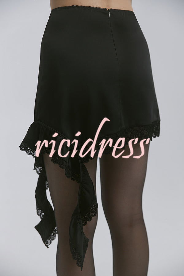 Fashionable Lace Asymmetrical Elegant Mini Skirt