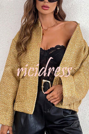 Fashion Sequin Long Sleeve Casual Pocket Loose Jacket