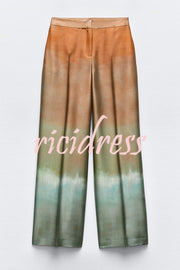 Fashion Gradient Print Casual Pocket Straight Pants