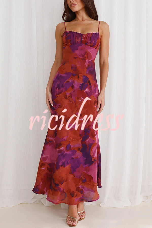 Fashion Tie-dye Backless Suspender Holiday Maxi Dress