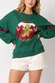 Christmas Sequined Crewneck Casual Sweatshirt